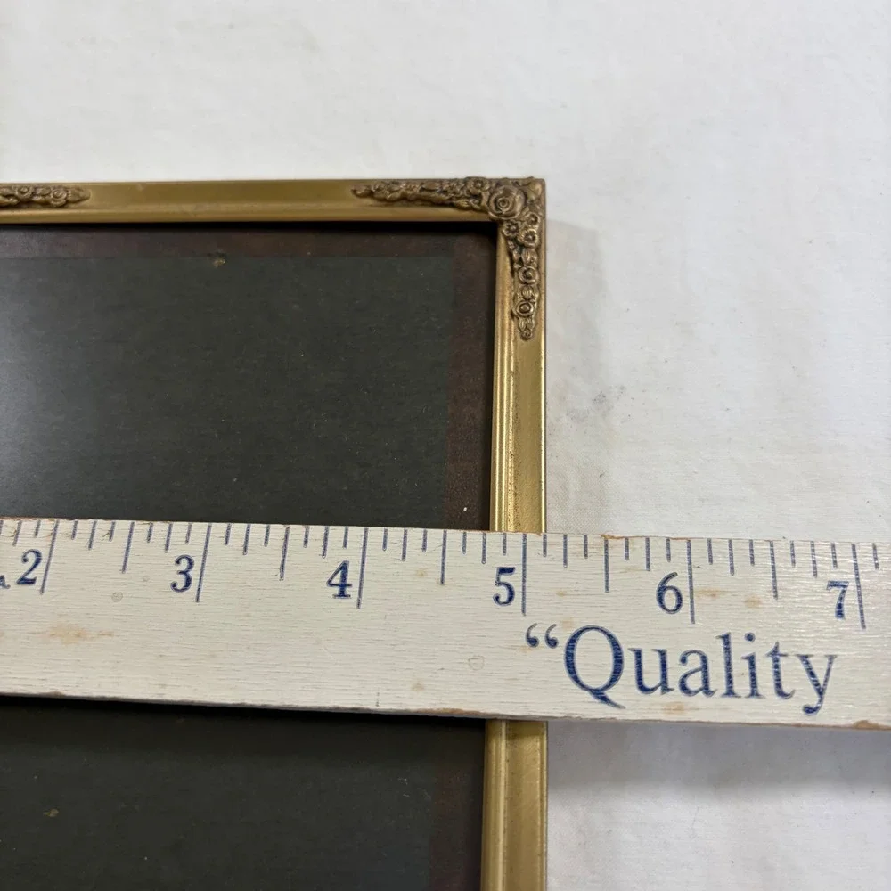 Vintage Brass Ornate Floral Rose Picture Frame Gold Tone 5x7 Tabletop Wall Hang